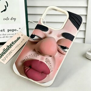 Neuheit Meme Phone Guard, Cartoonish Mürrisches Gesicht Stilvolles Schutzzubehör Geschenk