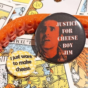 Set of Two Cheese Boy Jim Buttons image 1