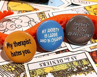 Conjunto de três botões de saúde mental