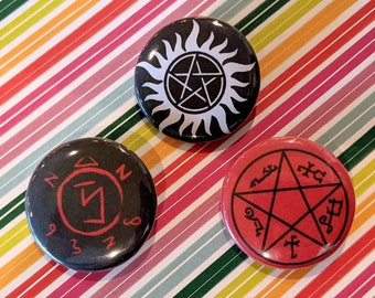 Supernatural Symbols Set of Three Buttons