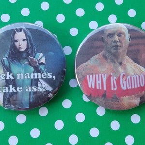 Set of Two Mantis and Drax Buttons