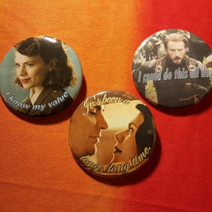 Set of 3 Steve and Peggy Buttons