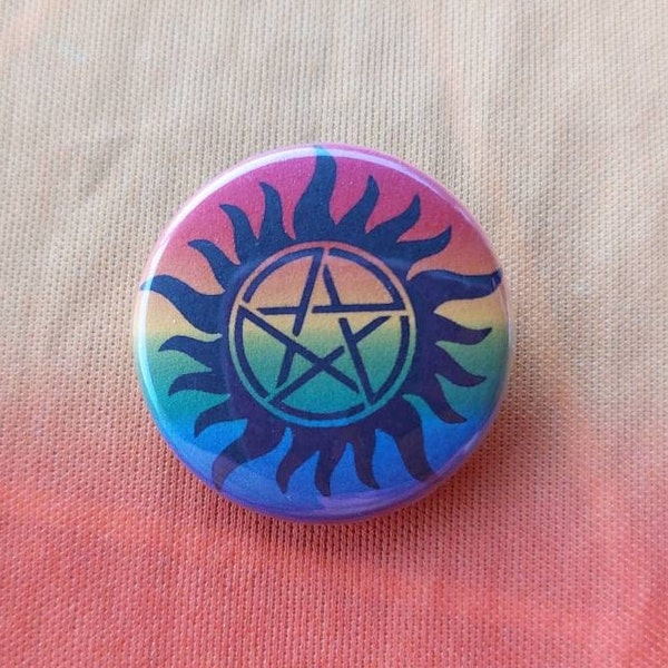 Supernatural Protection Sigil Gay Pride Button