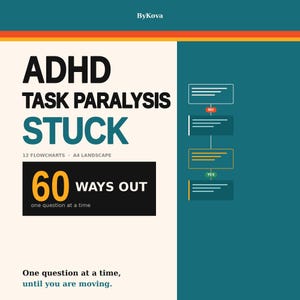 ADHD Task Paralysis Flowcharts, STUCK, 12 Decision Charts for Executive Dysfunction & Overwhelm, ADHD Printable, Instant Download