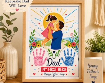 Handabdruck zum Vatertag, Geschenk für Papa, Geschenk für Kinder, DIY Handabdruck, Andenken, Geschenk für Vorschulkind, Geschenk in letzter Minute