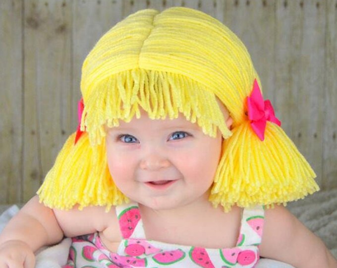 Cabbage Patch Wig Baby Girl Hat Cabbage Patch Inspired Hat Yellow Yarn