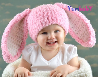 Pink Baby Girl Easter Bunny Rabbit Hat