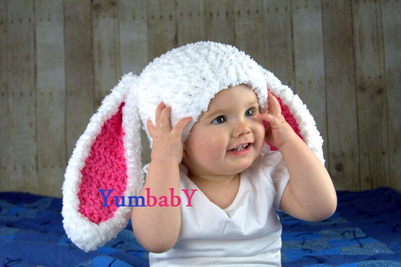 Bunny hat Easter hats for girls baby hat white and pink Etsy