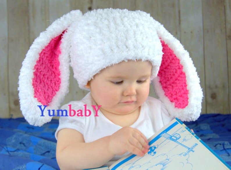 Bunny hat Easter hats for girls baby hat white and pink Etsy