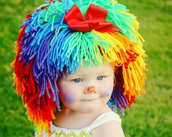 Clown Costume Halloween Costumes Baby Hat Baby Girl Clown Wig Pageant Clothes Colorful Wig Toddler Costume Photo Prop Dress Up Clothes Kids