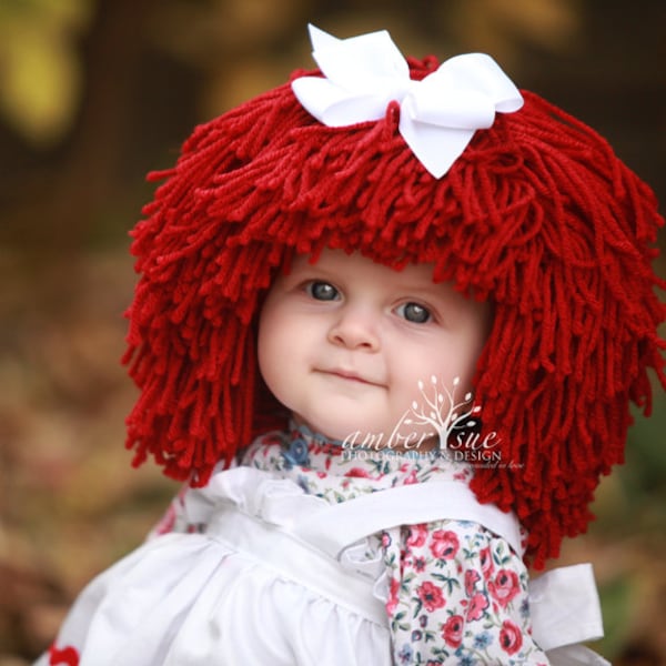 Raggedy Ann Wig Yarn Hat- Available in all sizes