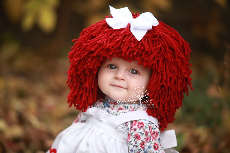 Raggedy Ann Wig Yarn Hat Available in all sizes image 1