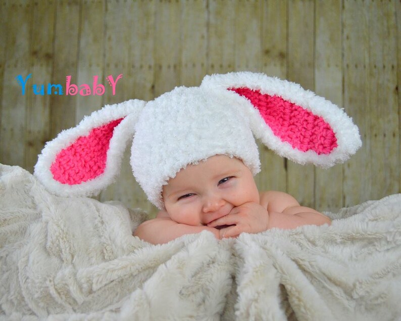 Bunny hat Easter hats for girls baby hat white and pink Etsy