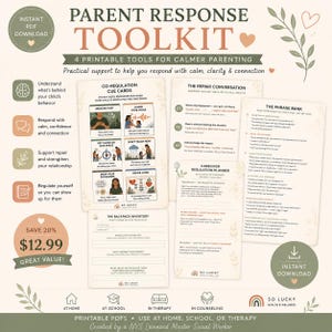 Parent Response Toolkit PDF | Co-Regulation Scripts and Caregiver Planner