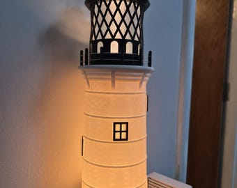 3D Printed Lighthouse Table Lamp, Subtle Nautical Lighting, USB Connection