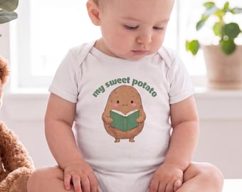 Min sötpotatis babybody söt läspotatisbody för bebisar rolig spädbarnsoutfit babyshowerpresent till bokälskare