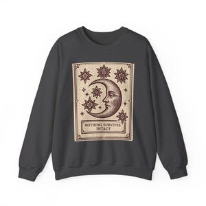 Bluza z kapturem Warped Grin, retro bluza w stylu kreskówki Tarota, niebiański księżyc zdjęcie 5
