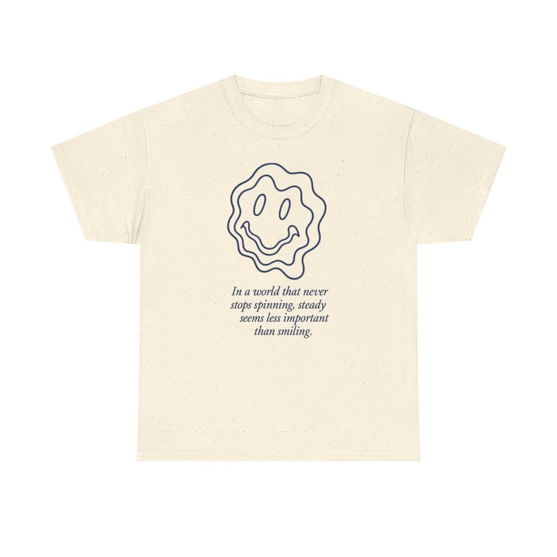Neo-Pop Warped Happy Face T-Shirt, Urban Streetwear Tee, Line Art Graphic Shirt image 7