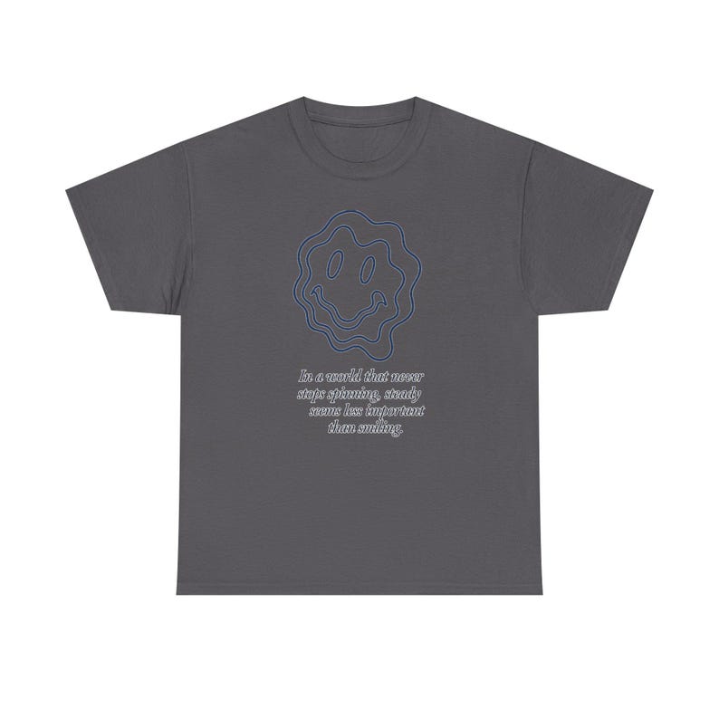 Neo-Pop Warped Happy Face T-Shirt, Urban Streetwear Tee, Line Art Graphic Shirt image 8