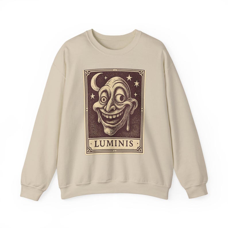 Sudadera Neo Pop con sonrisa deformada, suéter retro con diseño de cara feliz, diseño con efecto goteo. imagen 3