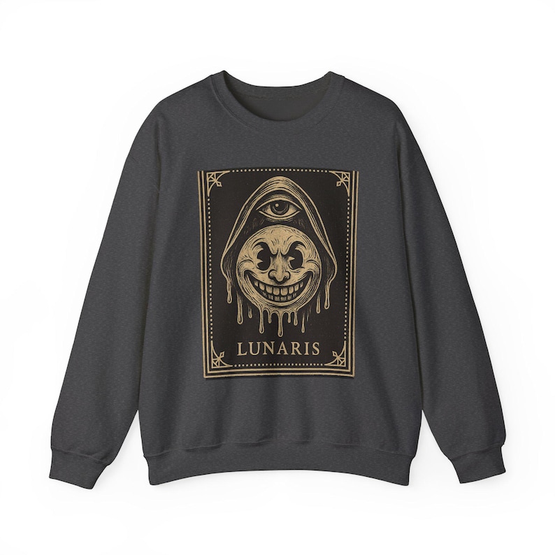 Felpa con cappuccio vintage con mascotte della luna in stile cartone animato, Warped Grin Neo Pop Apparel immagine 5