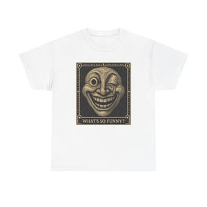 Warped Grin Shirt, Neo Pop Mascot Tee, Funny Gift for Him, Happy Face Art, Almost Adult Co image 1