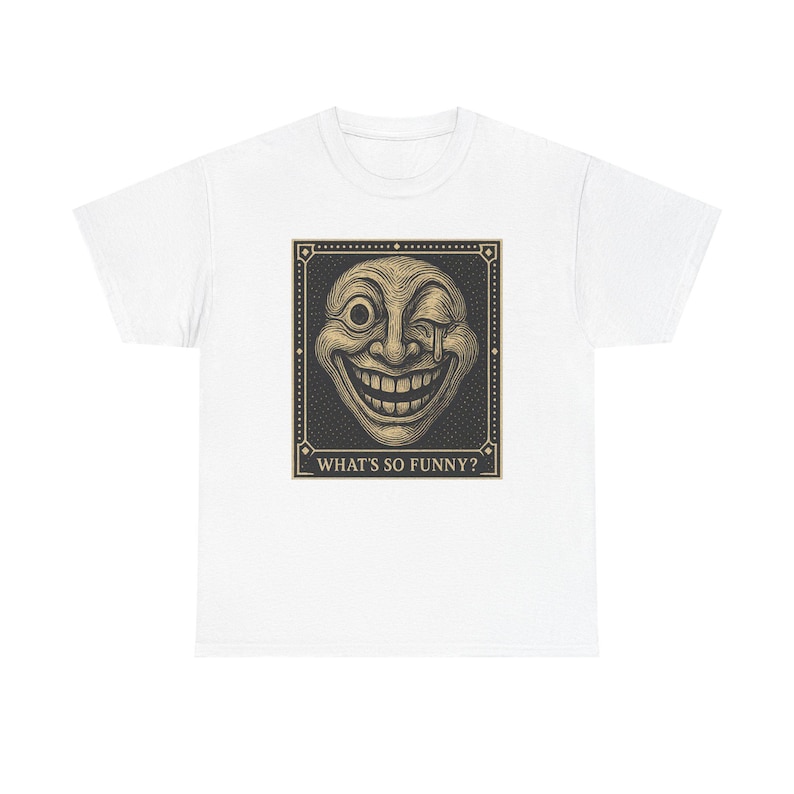 Warped Grin Shirt, Neo Pop Mascot Tee, Funny Gift for Him, Happy Face Art, Almost Adult Co image 1