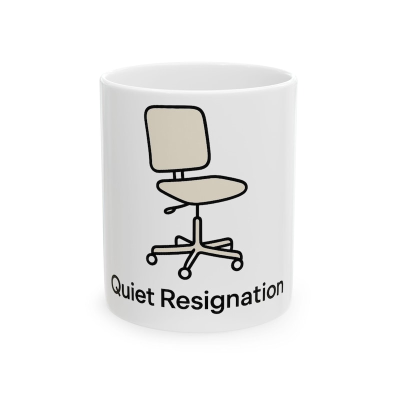Burnout Humor Mug - Office Chair Line Art - Corporate Escape Coffee Cup image 1