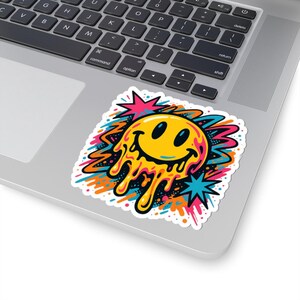 Neo-Pop Melting Happy Face Aufkleber, Urban Streetwear Kunst Aufkleber Bild 17