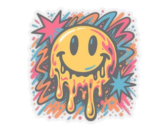 Neo-Pop Melting Happy Face Aufkleber, Urban Streetwear Kunst Aufkleber