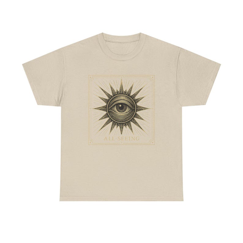 Camiseta Neo-Pop con el Ojo que Todo lo Ve, Camiseta urbana con grabado de tarot y ocultismo imagen 5