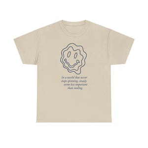 Neo-Pop Warped Happy Face T-Shirt, Urban Streetwear Tee, Line Art Graphic Shirt image 5