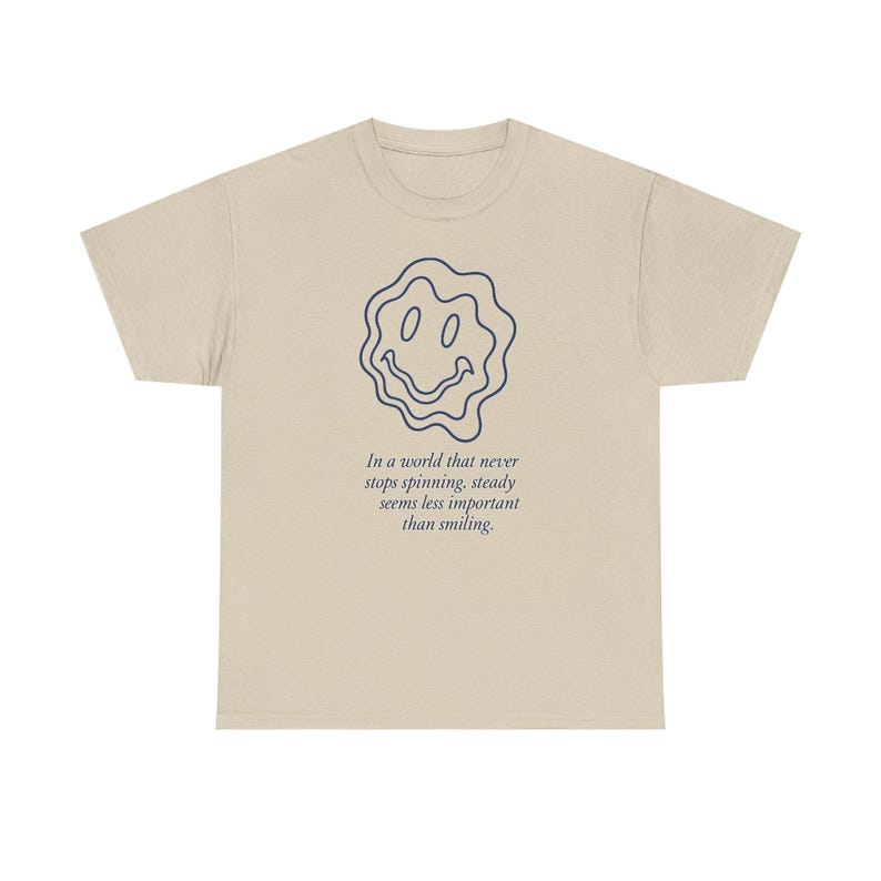 Neo-Pop Warped Happy Face T-Shirt, Urban Streetwear Tee, Line Art Graphic Shirt image 5