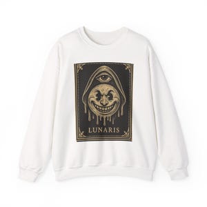 Felpa con cappuccio vintage con mascotte della luna in stile cartone animato, Warped Grin Neo Pop Apparel immagine 1