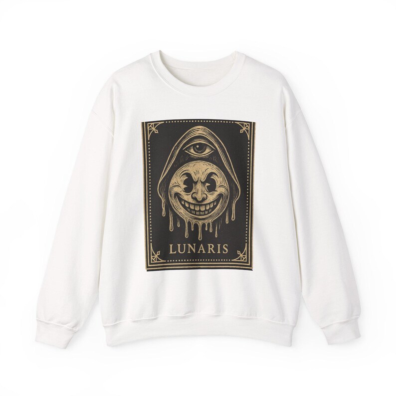 Felpa con cappuccio vintage con mascotte della luna in stile cartone animato, Warped Grin Neo Pop Apparel immagine 1