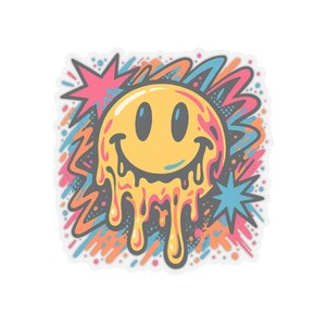 Neo-Pop Melting Happy Face Aufkleber, Urban Streetwear Kunst Aufkleber Bild 19