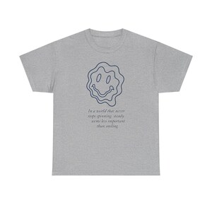 Neo-Pop Warped Happy Face T-Shirt, Urban Streetwear Tee, Line Art Graphic Shirt image 6