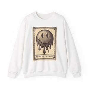 Warped Happy Face Sweatshirt, Neo-Pop T-Shirt, Urban Streetwear, Gift for Him, Modern Art Apparel image 1