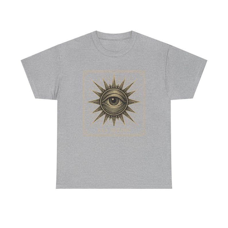 Camiseta Neo-Pop con el Ojo que Todo lo Ve, Camiseta urbana con grabado de tarot y ocultismo imagen 6