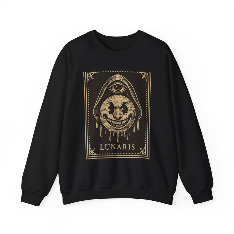 Felpa con cappuccio vintage con mascotte della luna in stile cartone animato, Warped Grin Neo Pop Apparel immagine 2