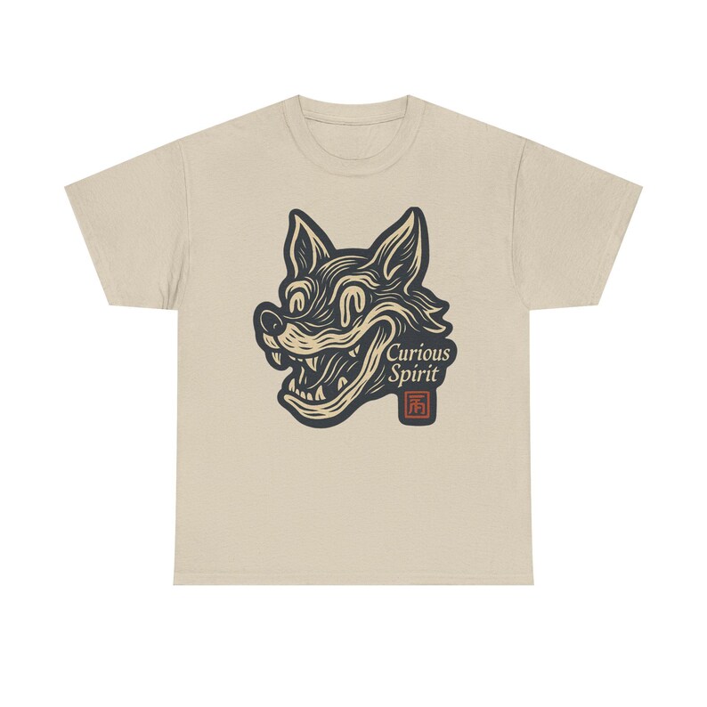 Camiseta con mascota de zorro sonriente distorsionada, camiseta de arte pop neo, estilo de dibujos animados vintage. imagen 5