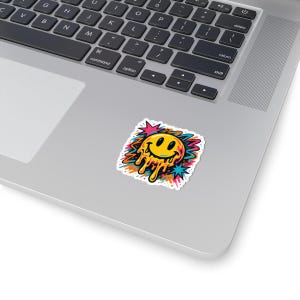Neo-Pop Melting Happy Face Aufkleber, Urban Streetwear Kunst Aufkleber Bild 5