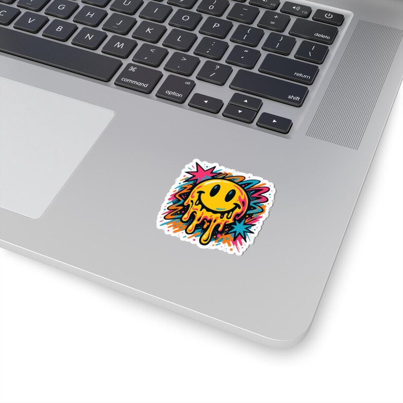 Neo-Pop Melting Happy Face Aufkleber, Urban Streetwear Kunst Aufkleber Bild 5