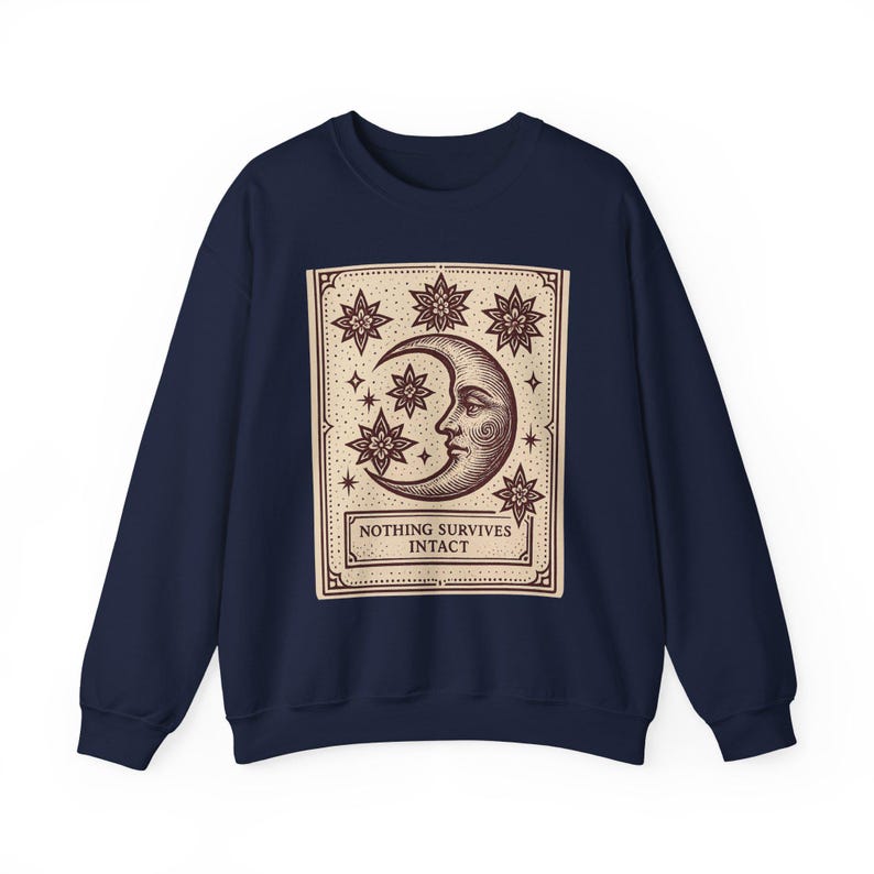 Bluza z kapturem Warped Grin, retro bluza w stylu kreskówki Tarota, niebiański księżyc zdjęcie 6