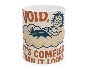Taza de humor nihilista - Diseño "Todo está bien", regalo sarcástico sobre la angustia existencial.