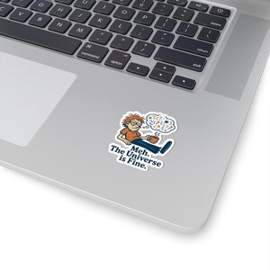 Nihilistic Humor Sticker - Quirky Character with Coffee, Existential Dread Gift afbeelding 11
