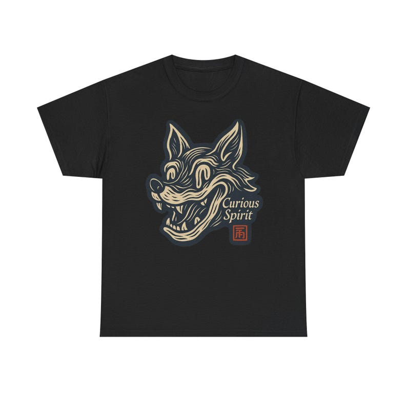 Camiseta con mascota de zorro sonriente distorsionada, camiseta de arte pop neo, estilo de dibujos animados vintage. imagen 4