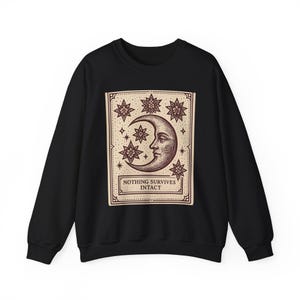Bluza z kapturem Warped Grin, retro bluza w stylu kreskówki Tarota, niebiański księżyc zdjęcie 2