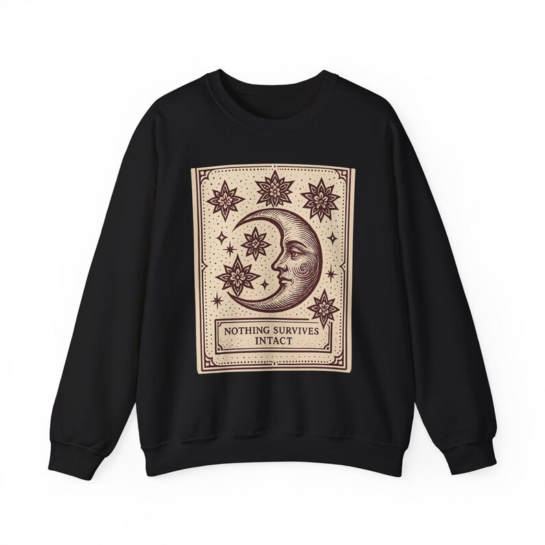 Bluza z kapturem Warped Grin, retro bluza w stylu kreskówki Tarota, niebiański księżyc zdjęcie 2