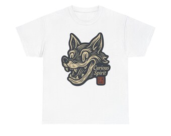 Verzerrtes Grinsen Fuchs Maskottchen T-Shirt, Neo Pop Art Shirt, Vintage Cartoon Vibe